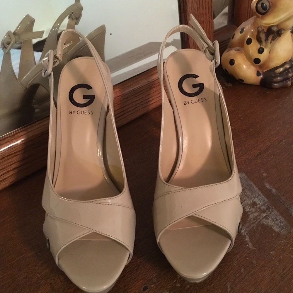 Nude Guess platform stilettos.